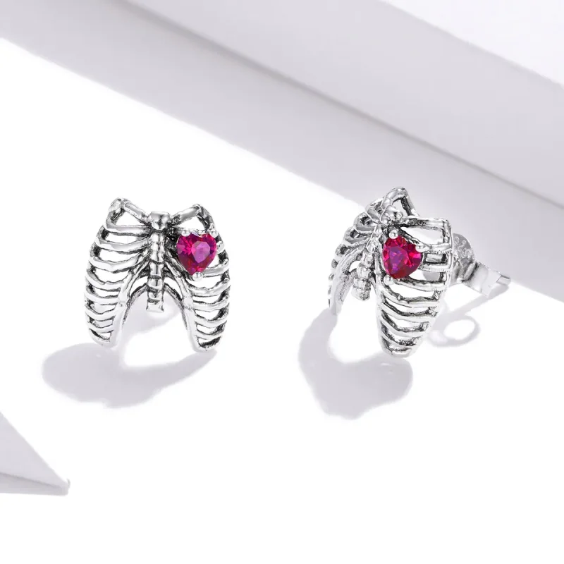 (image for) Pandora Style Silver Ribs Stud Earrings - SCE970 - View 2