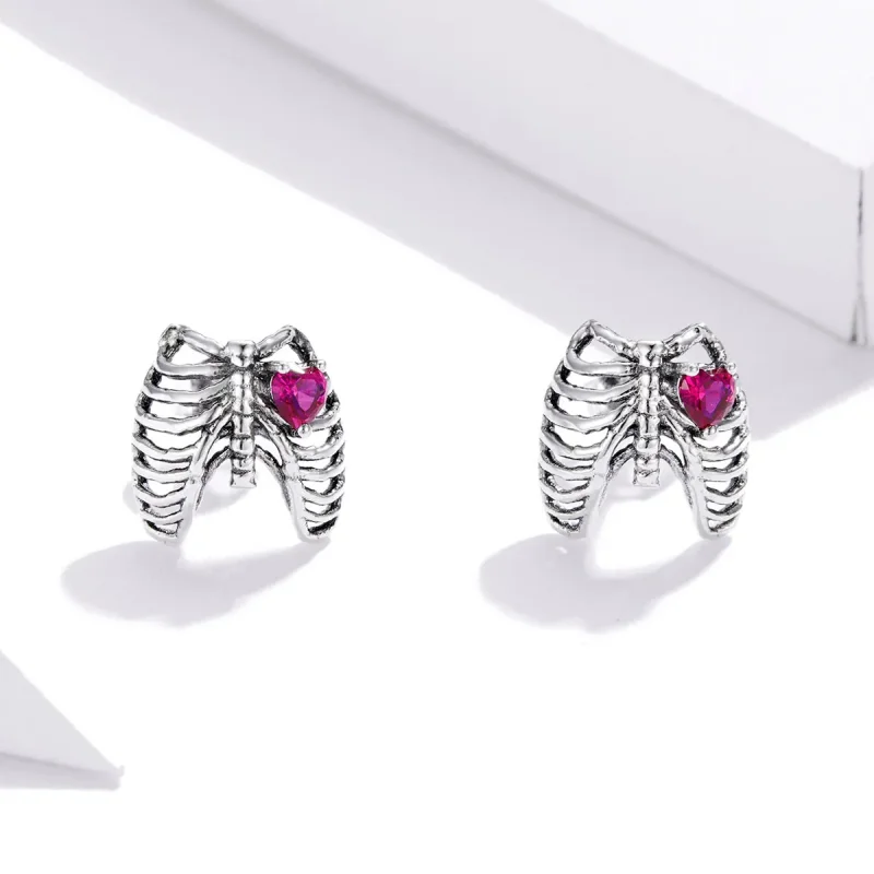 (image for) Pandora Style Silver Ribs Stud Earrings - SCE970 - View 3