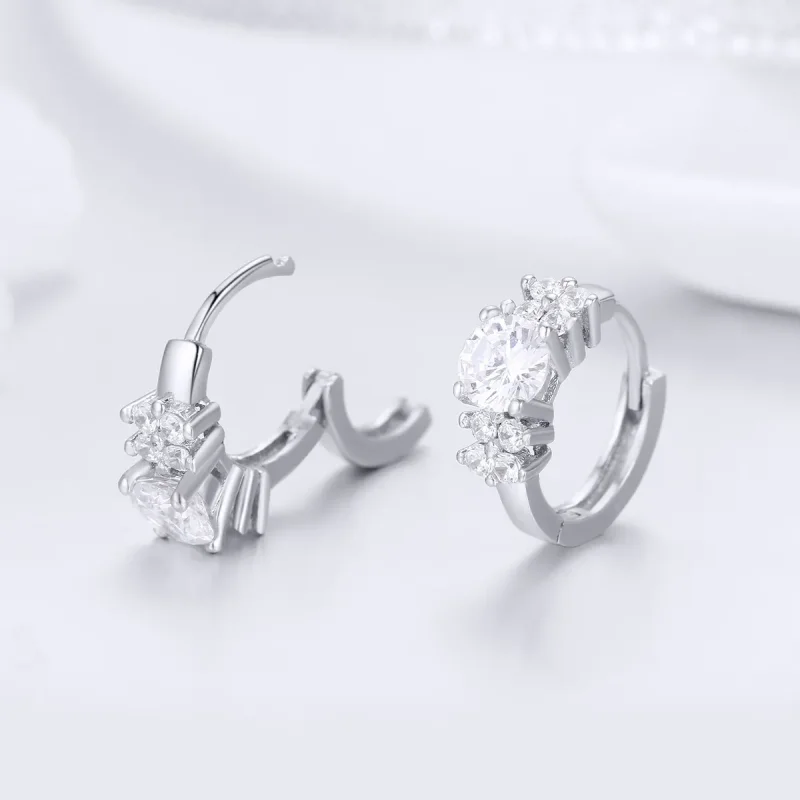 (image for) Pandora Style Silver Romantic Shine Hoop Earrings - SCE485 - View 4