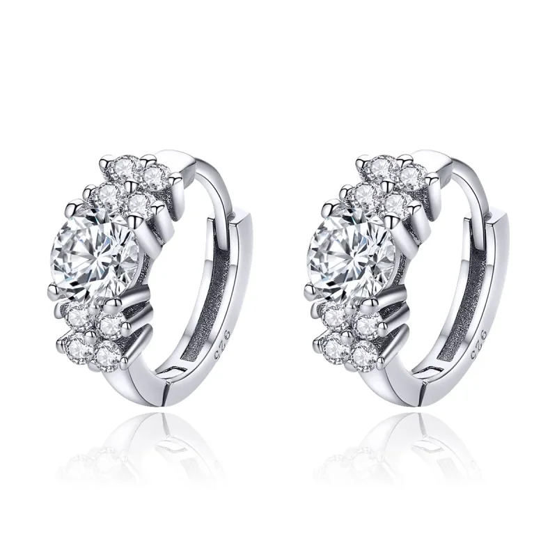 (image for) Pandora Style Silver Romantic Shine Hoop Earrings - SCE485