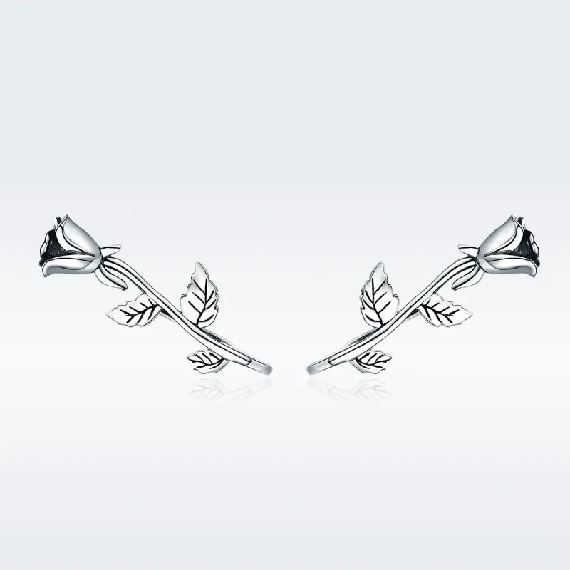 (image for) Pandora Style Silver Rose Love Stud Earrings - SCE380 - View 3