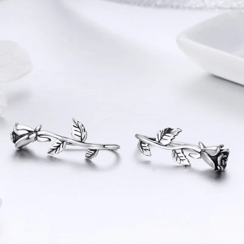 (image for) Pandora Style Silver Rose Love Stud Earrings - SCE380 - View 4