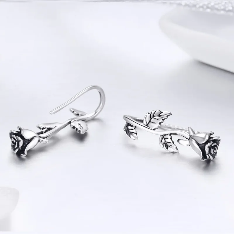 (image for) Pandora Style Silver Rose Love Stud Earrings - SCE380 - View 5