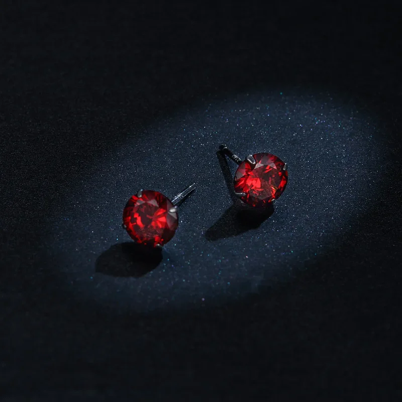 (image for) Pandora Style Silver ruby Stud Earrings - BSE166-RD - View 5