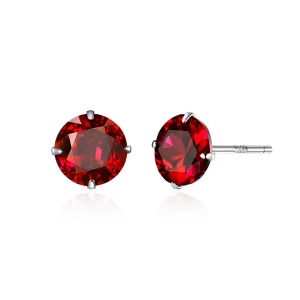 (image for) Pandora Style Silver ruby Stud Earrings - BSE166-RD