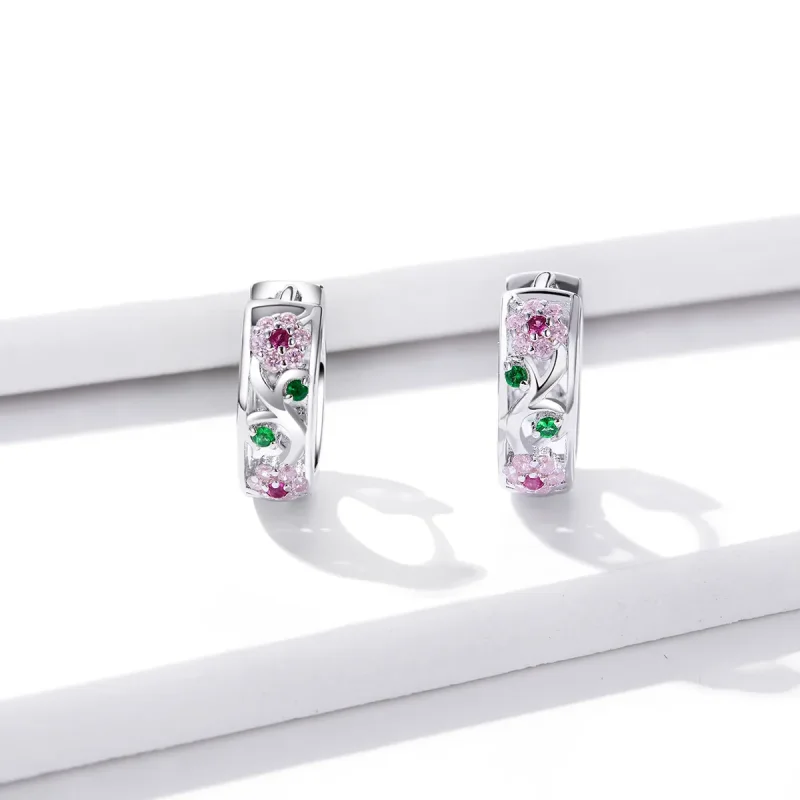 (image for) Pandora Style Silver Secret Garden Hoop Earrings - BSE403 - View 2