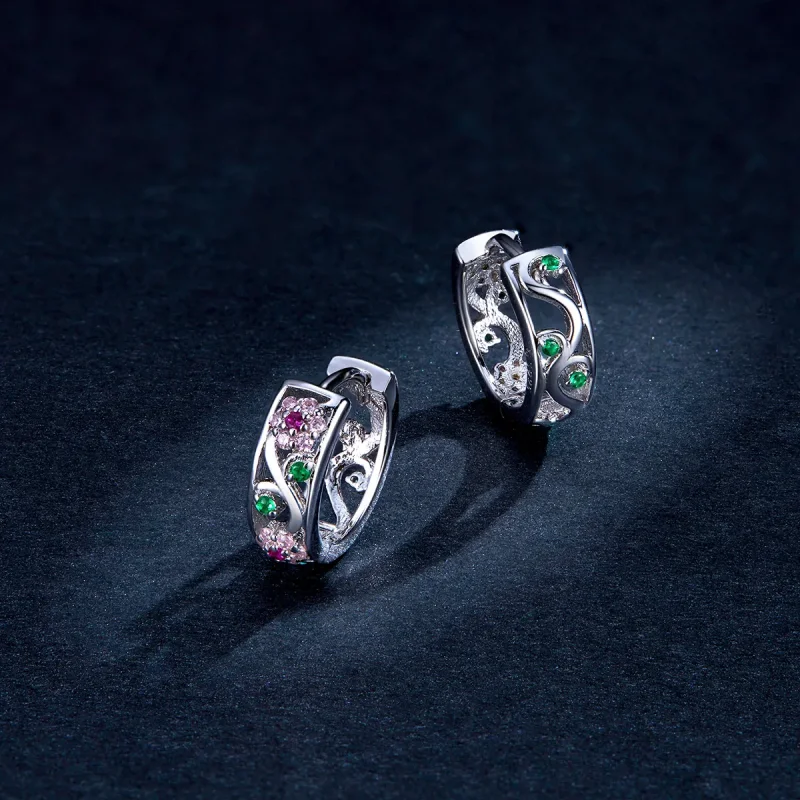 (image for) Pandora Style Silver Secret Garden Hoop Earrings - BSE403 - View 5