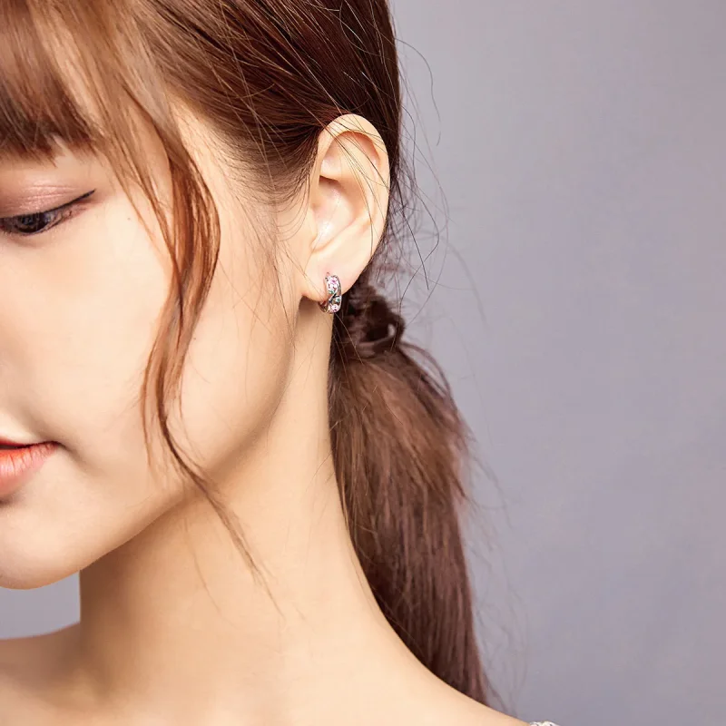 (image for) Pandora Style Silver Secret Garden Hoop Earrings - BSE403 - View 8