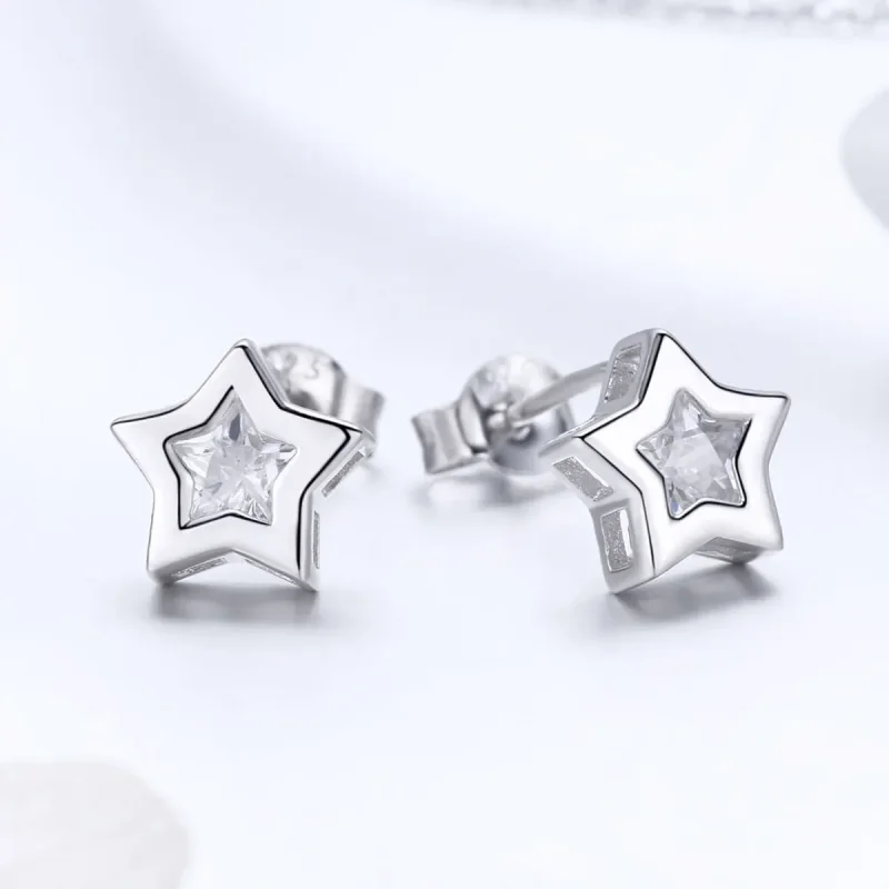 (image for) Pandora Style Silver Secret of Stars Stud Earrings - SCE437 - View 3