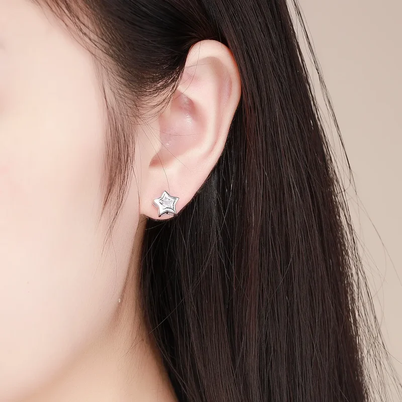 (image for) Pandora Style Silver Secret of Stars Stud Earrings - SCE437 - View 5