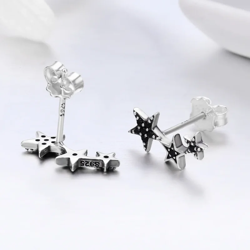 (image for) Pandora Style Silver Secrets of Stars Stud Earrings - SCE292 - View 6
