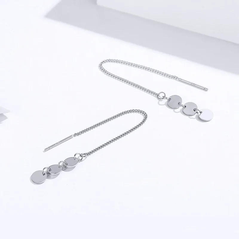 (image for) Pandora Style Silver Sequins Hanging Earrings - SCE687 - View 2