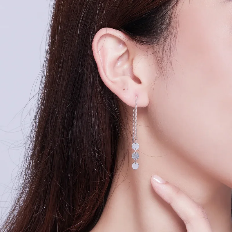 (image for) Pandora Style Silver Sequins Hanging Earrings - SCE687 - View 4