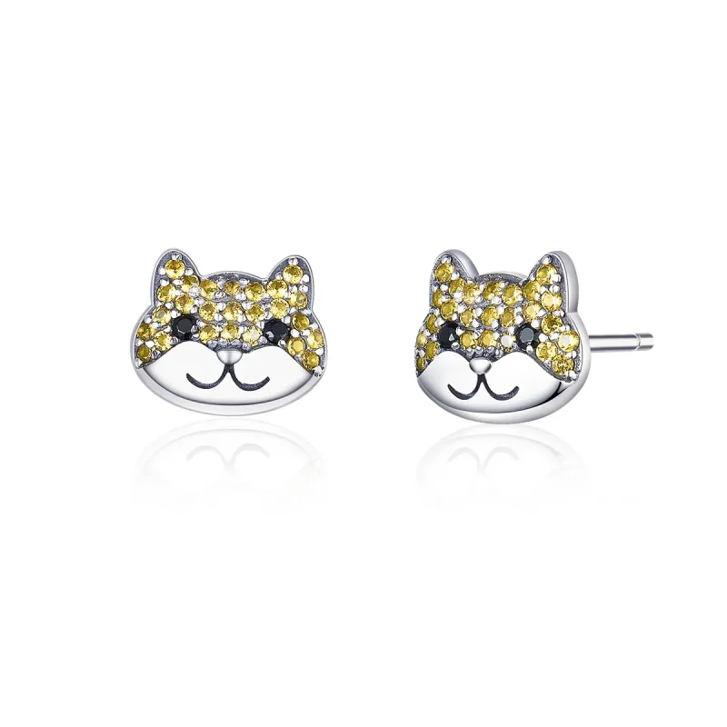 (image for) Pandora Style Silver Shiba Inu Stud Earrings - SCE769