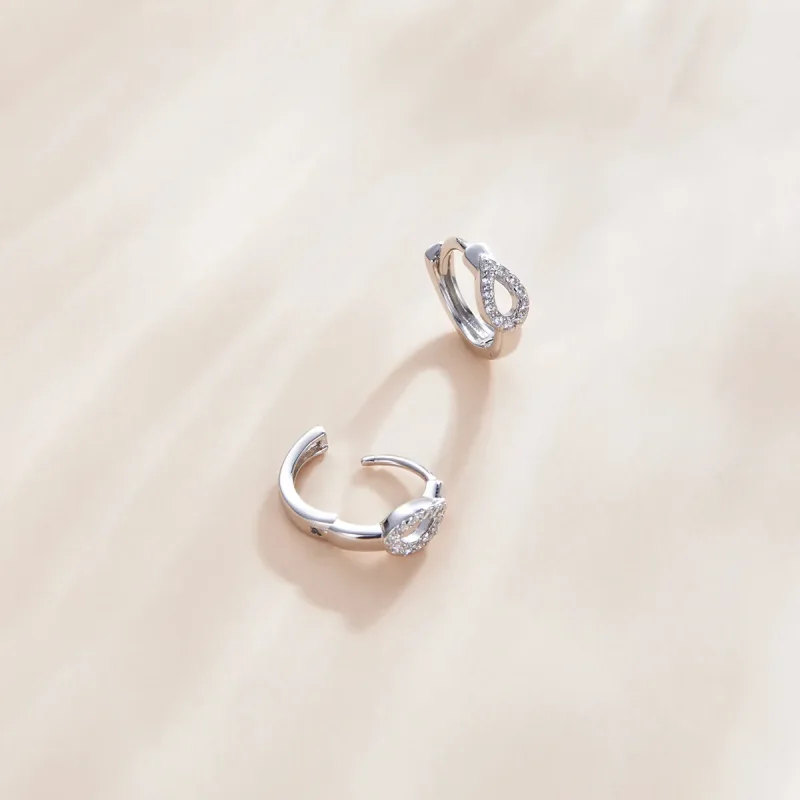 (image for) Pandora Style Silver Shining Drops Hoop Earrings - SCE1046 - View 3