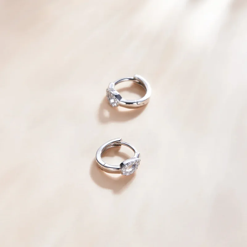 (image for) Pandora Style Silver Shining Drops Hoop Earrings - SCE1046 - View 4