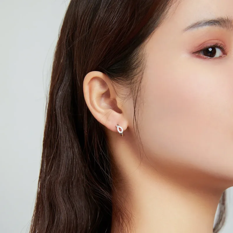 (image for) Pandora Style Silver Shining Drops Hoop Earrings - SCE1046 - View 6