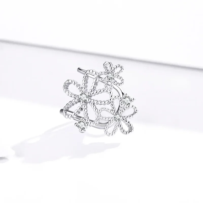 (image for) Pandora Style Silver Shining Flowers Stud Earrings - SCE921 - View 2