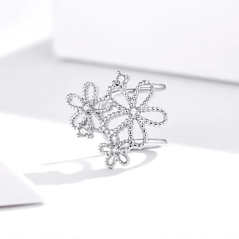 (image for) Pandora Style Silver Shining Flowers Stud Earrings - SCE921 - View 4