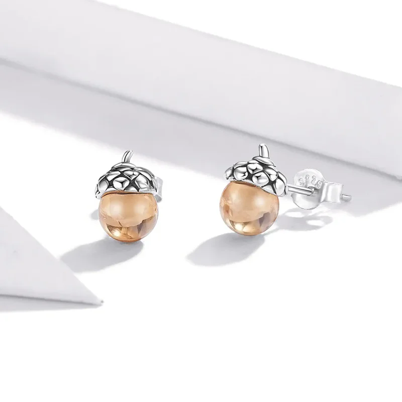 (image for) Pandora Style Silver Shining Fruit of The Oak Tree Stud Earrings - SCE935 - View 3