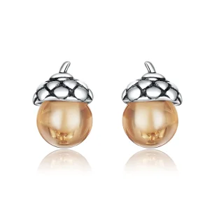 (image for) Pandora Style Silver Shining Fruit of The Oak Tree Stud Earrings - SCE935