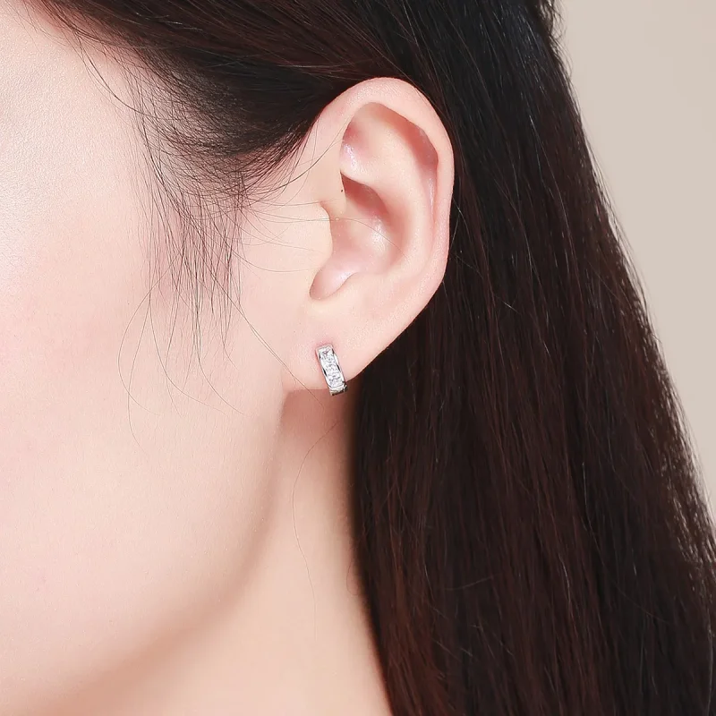 (image for) Pandora Style Silver Shining Girl Hoop Earrings - SCE515 - View 4