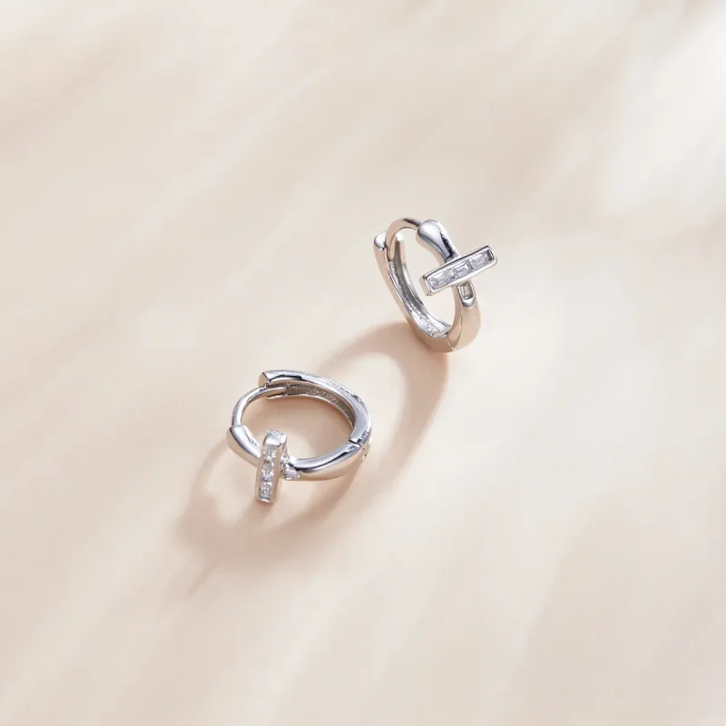 (image for) Pandora Style Silver Shining Hoop Earrings - SCE1041 - View 2