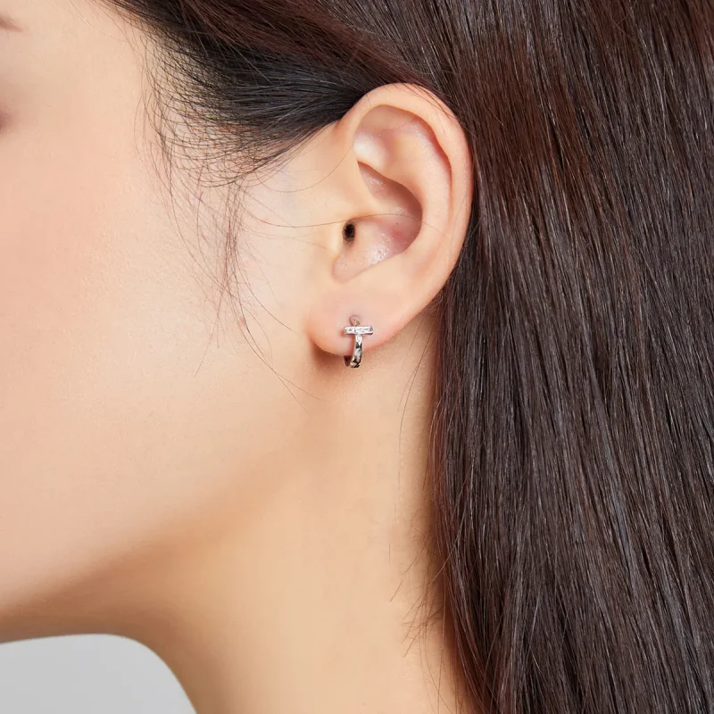 (image for) Pandora Style Silver Shining Hoop Earrings - SCE1041 - View 5
