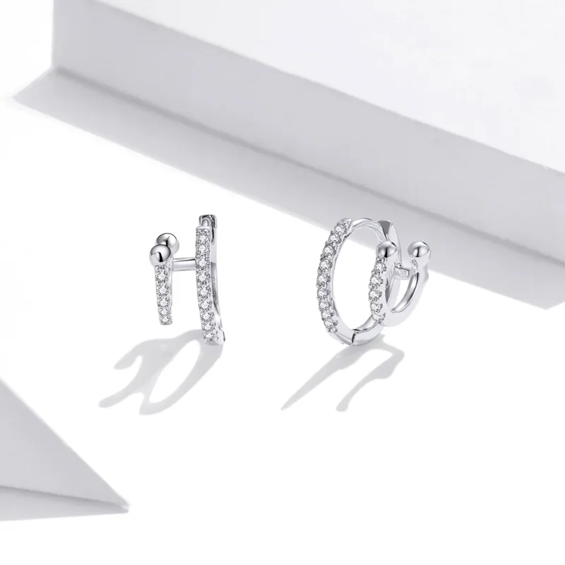 (image for) Pandora Style Silver Shining Hoop Earrings - SCE1118 - View 2