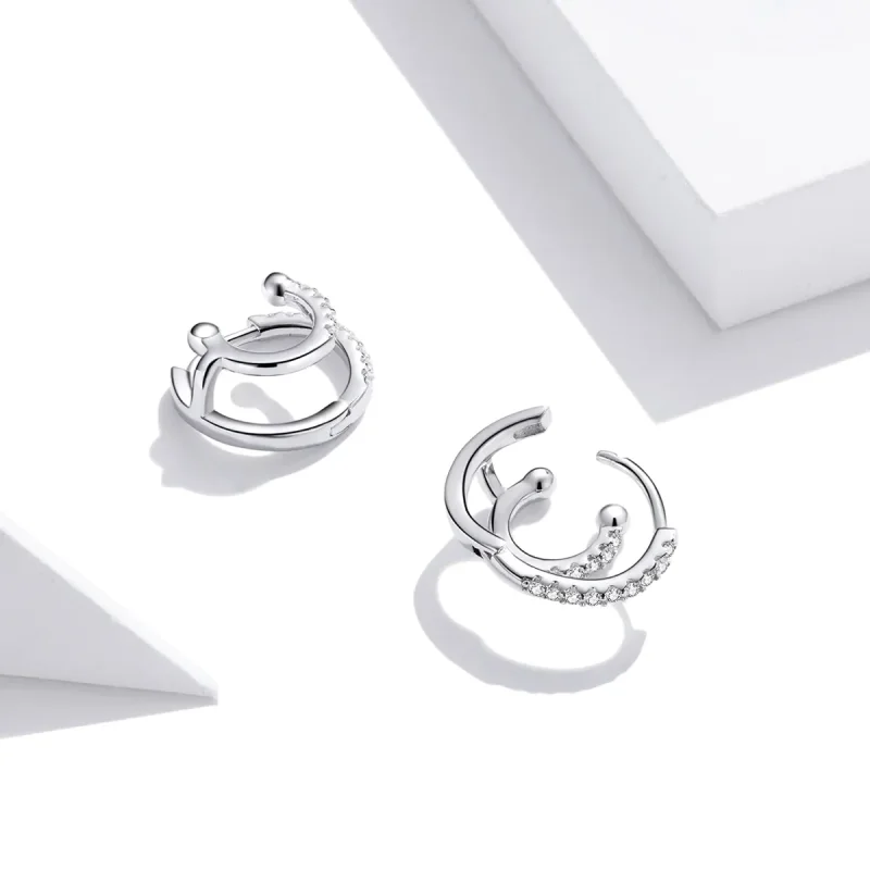 (image for) Pandora Style Silver Shining Hoop Earrings - SCE1118 - View 4