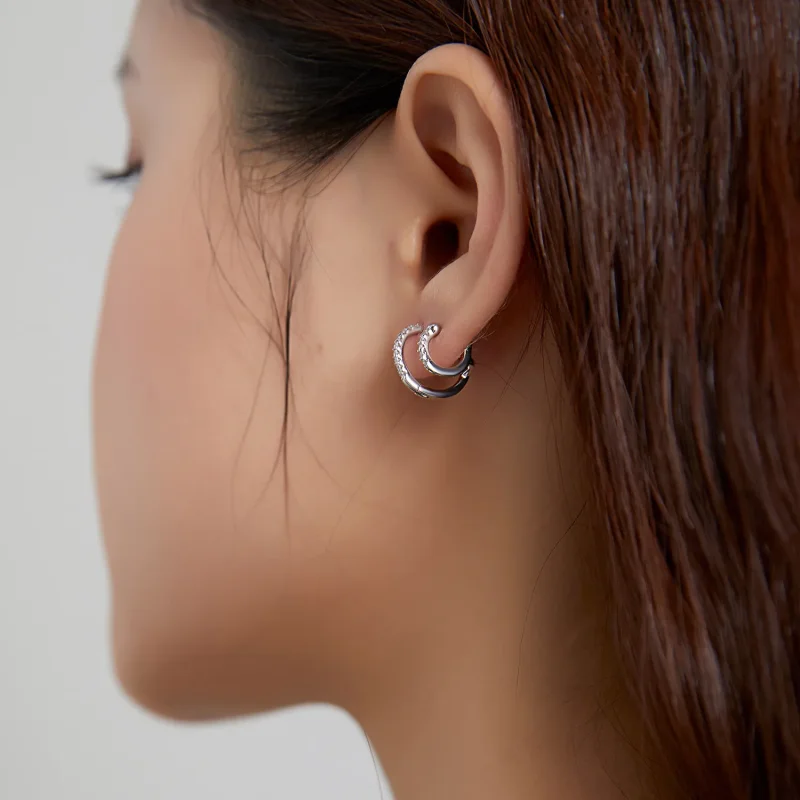 (image for) Pandora Style Silver Shining Hoop Earrings - SCE1118 - View 7