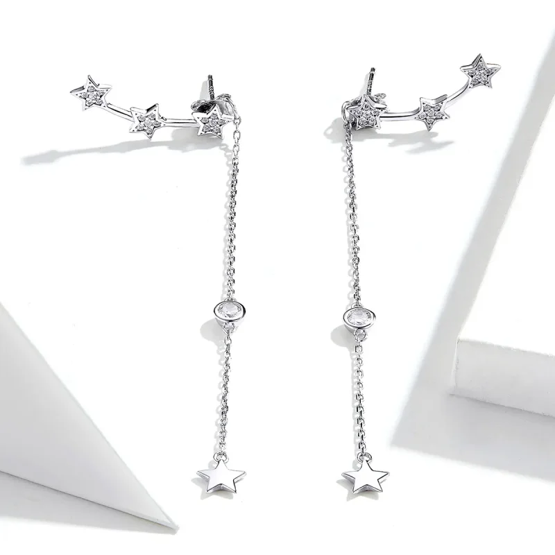 (image for) Pandora Style Silver Shining Mango Dangle Earrings - SCE727 - View 4