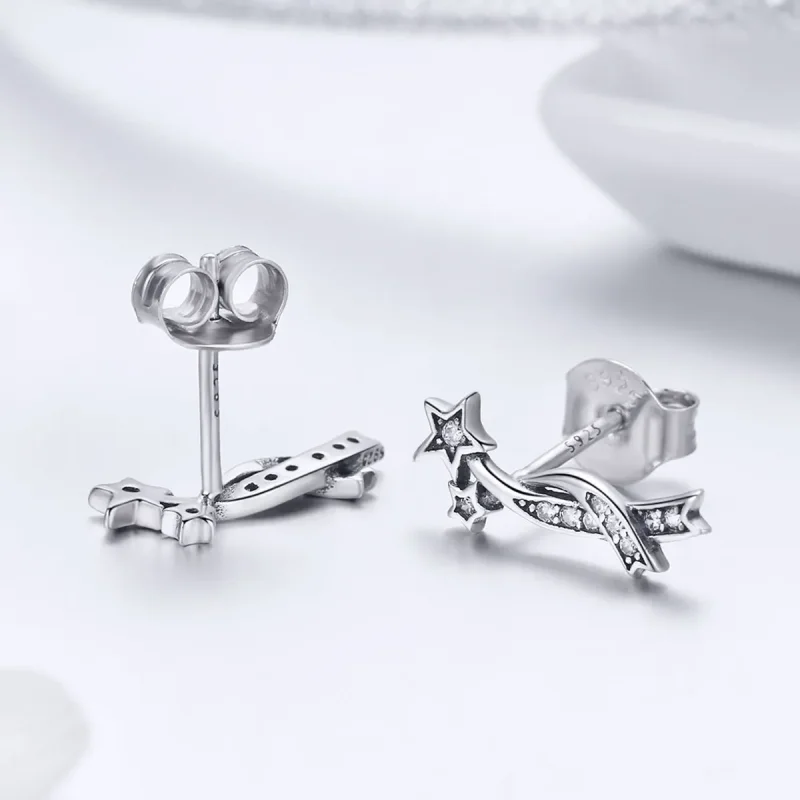 (image for) Pandora Style Silver Shining Meteor Stud Earrings - SCE442 - View 3