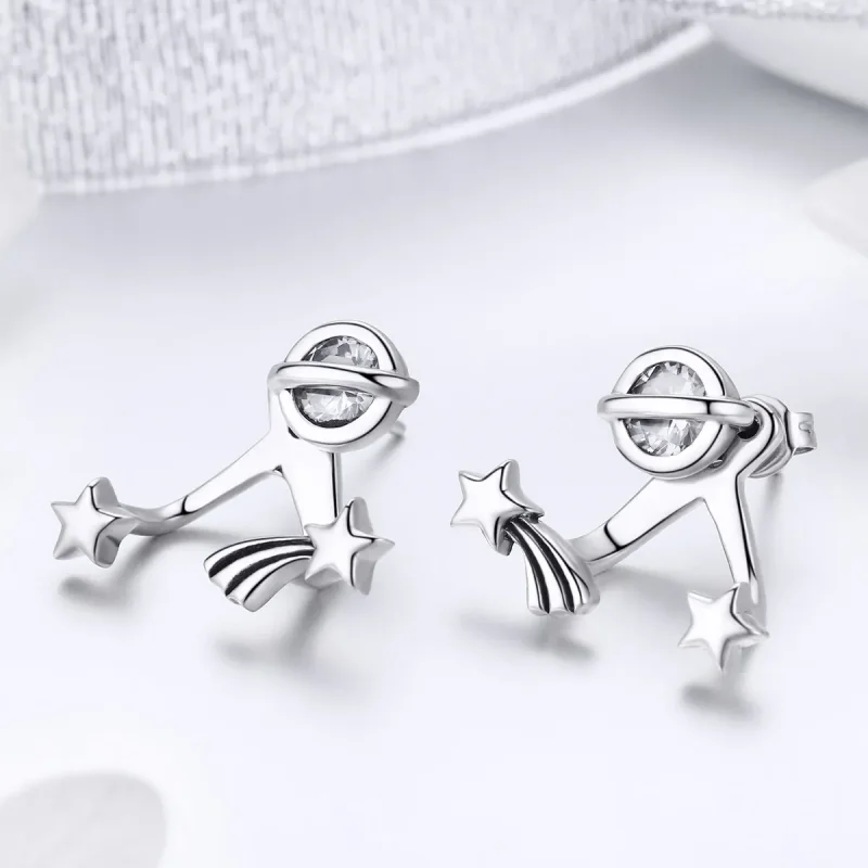 (image for) Pandora Style Silver Shining Meteor Stud Earrings - SCE474 - View 2