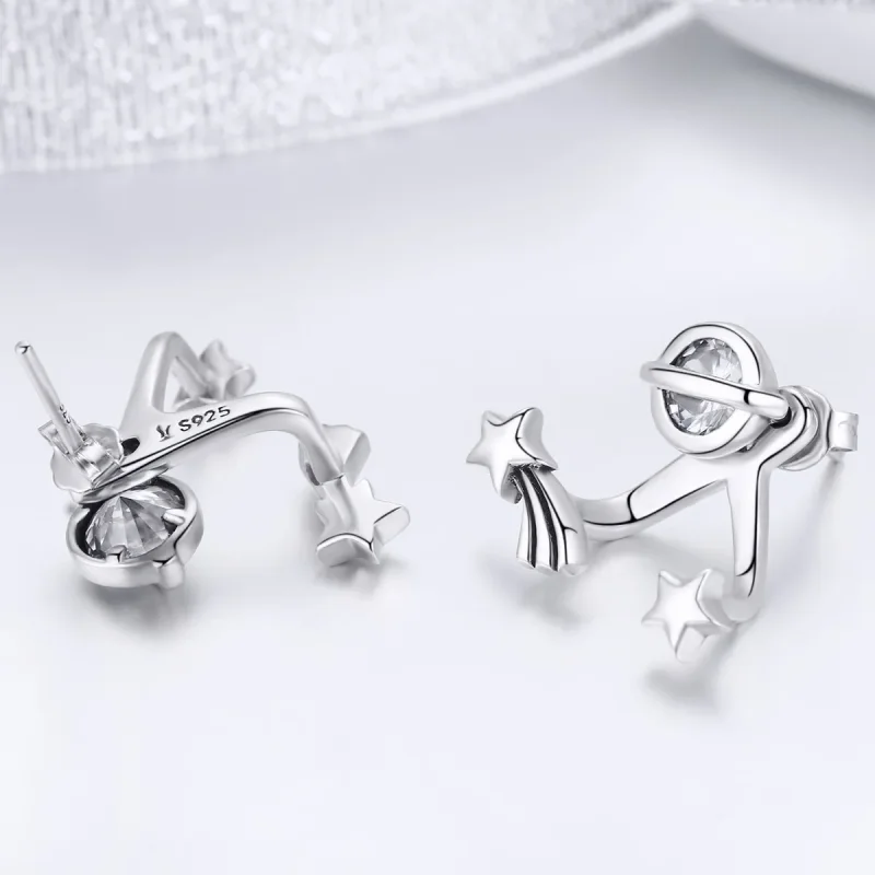 (image for) Pandora Style Silver Shining Meteor Stud Earrings - SCE474 - View 3
