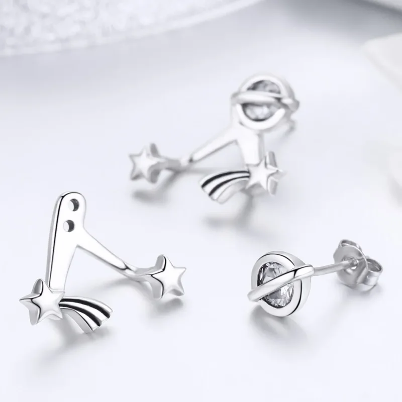 (image for) Pandora Style Silver Shining Meteor Stud Earrings - SCE474 - View 4