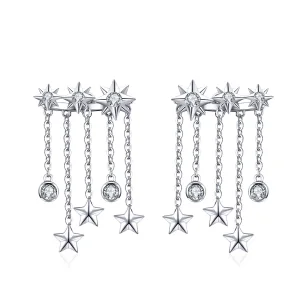 (image for) Pandora Style Silver Shining Star Dangle Earrings - SCE700