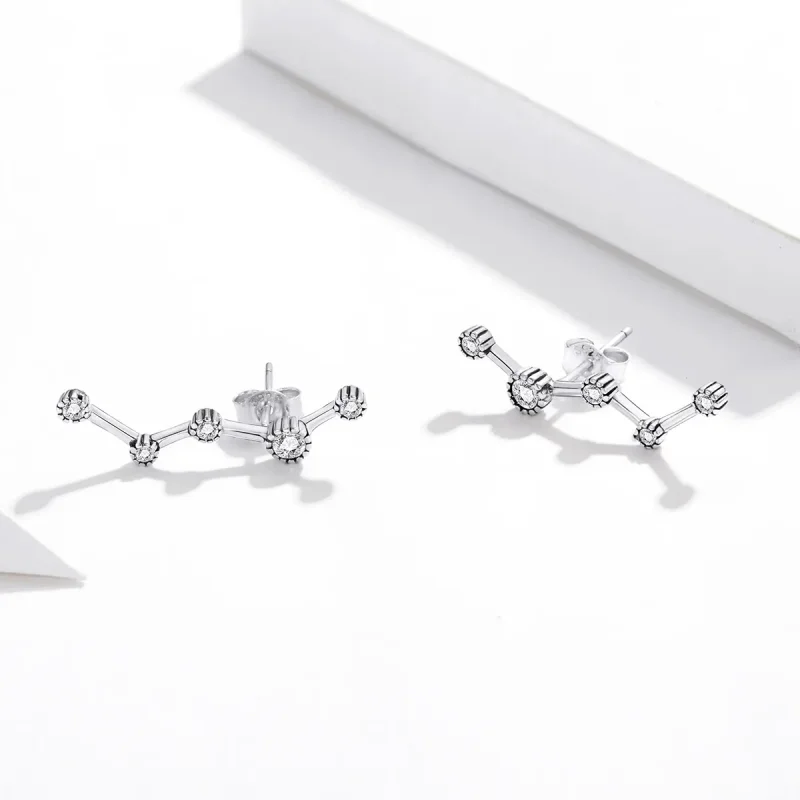 (image for) Pandora Style Silver Shining Star Track Stud Earrings - SCE1131 - View 2