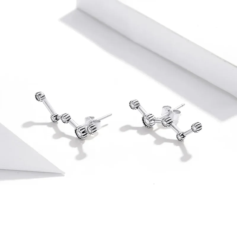 (image for) Pandora Style Silver Shining Star Track Stud Earrings - SCE1131 - View 3