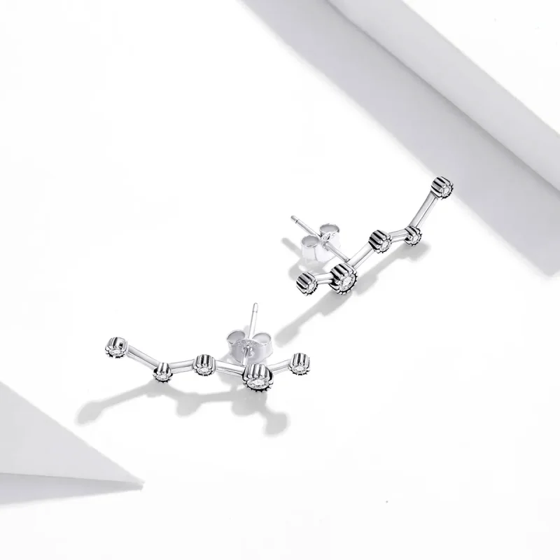 (image for) Pandora Style Silver Shining Star Track Stud Earrings - SCE1131 - View 4