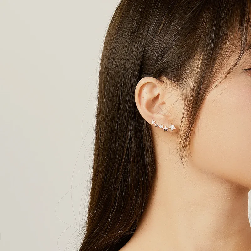 (image for) Pandora Style Silver Shining Stars Stud Earrings - BSE351 - View 8
