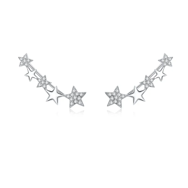(image for) Pandora Style Silver Shining Stars Stud Earrings - BSE351