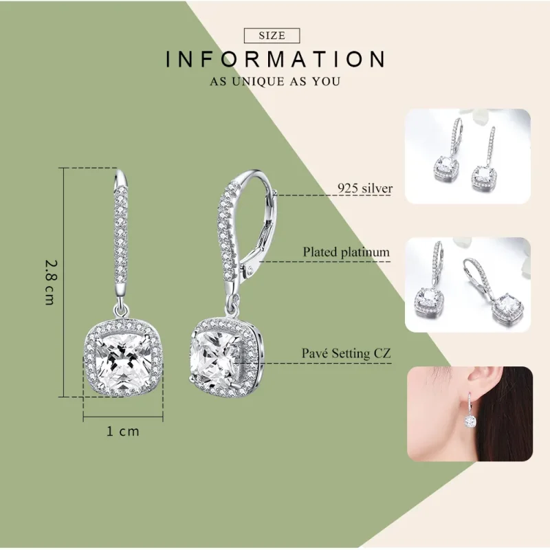 (image for) Pandora Style Silver Shining Time Hanging Earrings - SCE520 - View 3