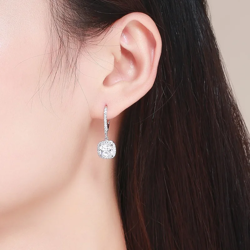 (image for) Pandora Style Silver Shining Time Hanging Earrings - SCE520 - View 4
