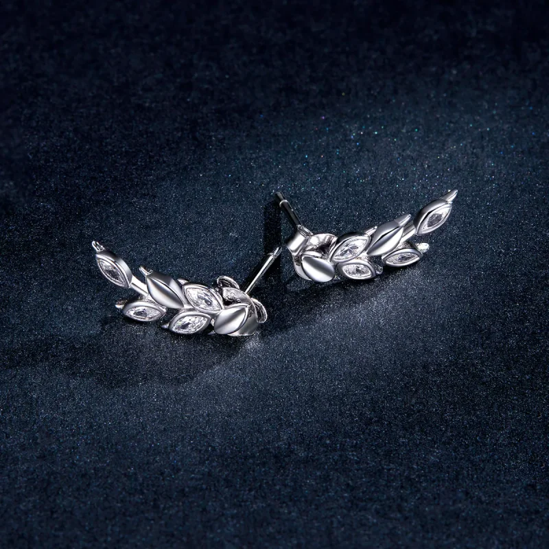 (image for) Pandora Style Silver Shining Wheat Ears Stud Earrings - BSE415 - View 5