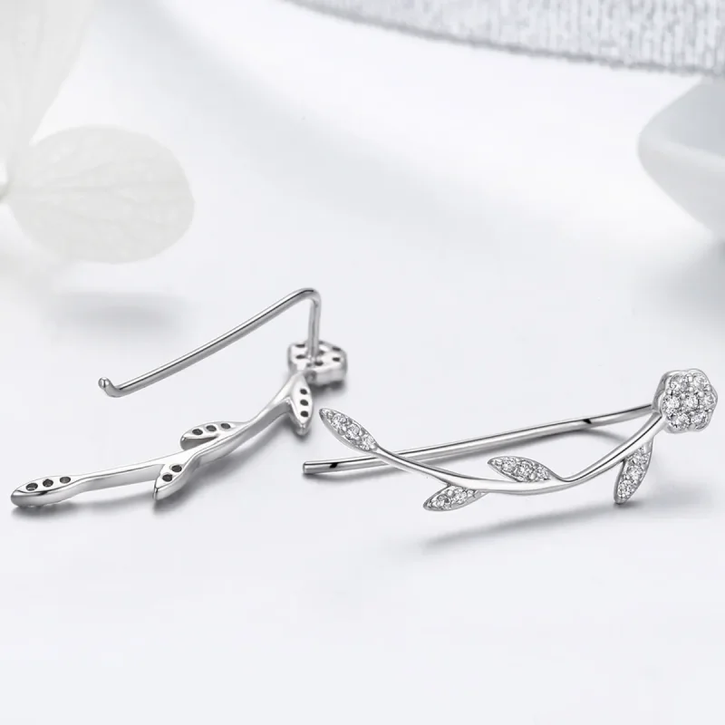 (image for) Pandora Style Silver Shinning Leaves Stud Earrings - SCE266 - View 6