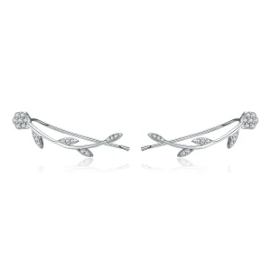 (image for) Pandora Style Silver Shinning Leaves Stud Earrings - SCE266