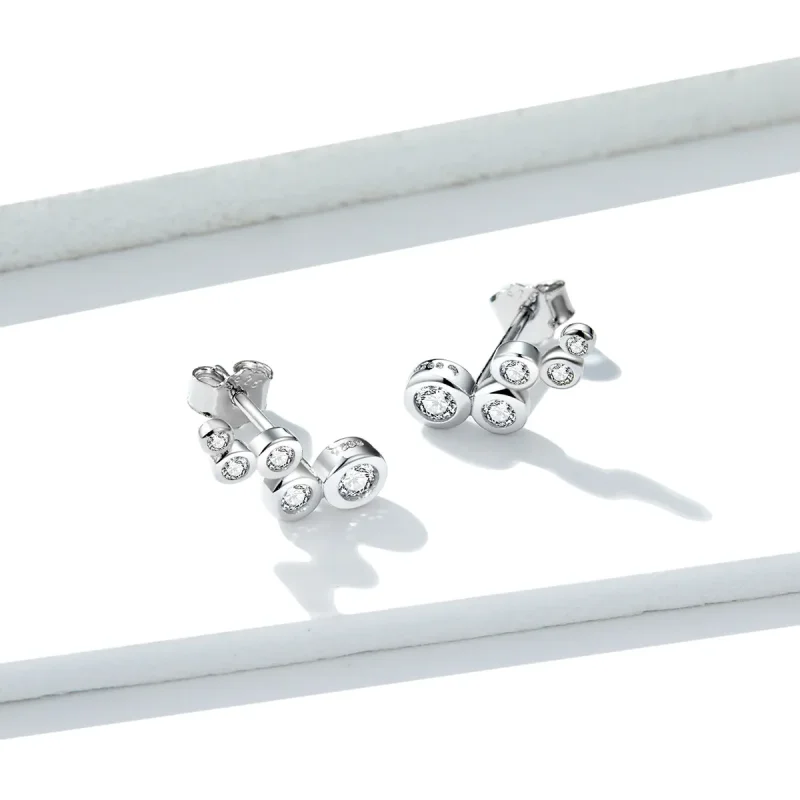 (image for) Pandora Style Silver Shiny Elegance Stud Earrings - BSE235 - View 2