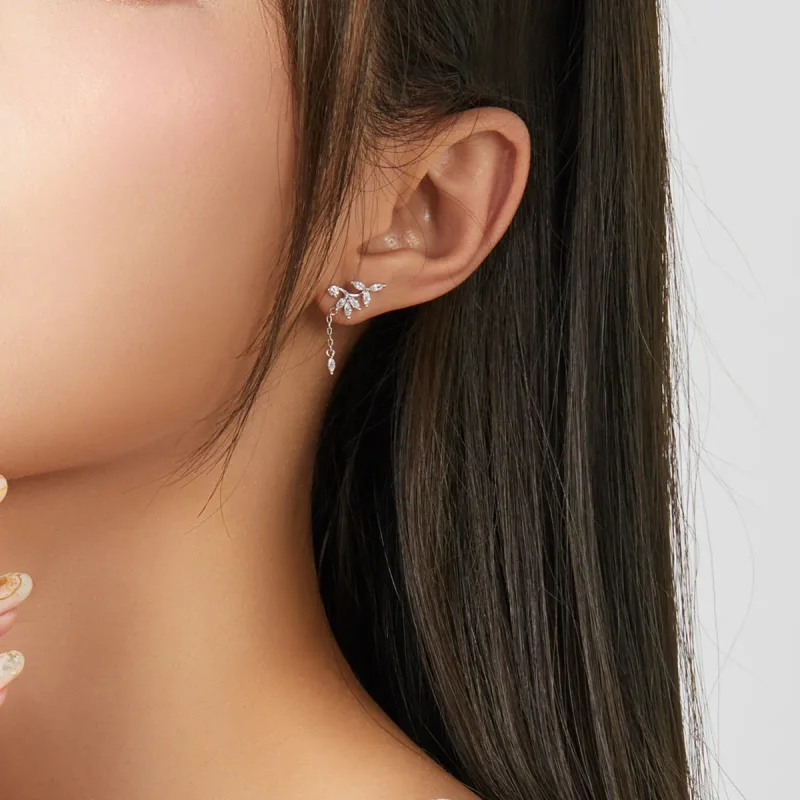 (image for) Pandora Style Silver Shiny Flower Dangle Earrings - BSE350 - View 6