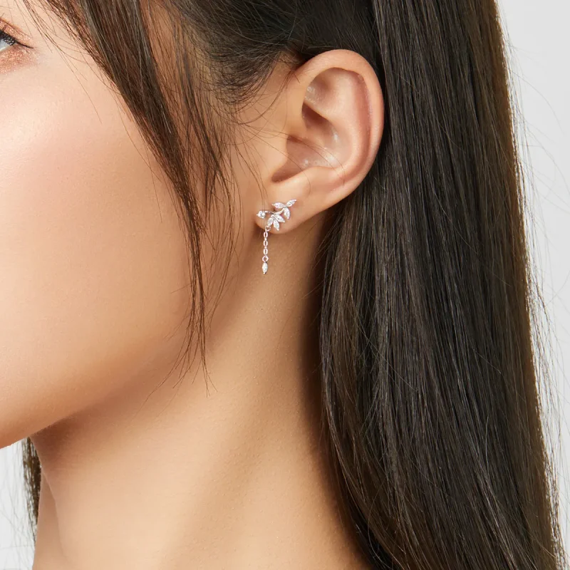 (image for) Pandora Style Silver Shiny Flower Dangle Earrings - BSE350 - View 8